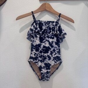 Girls Tie-Dye One-Piece Swimsuit with Ruffle Pool Party Beach Vacation Swim